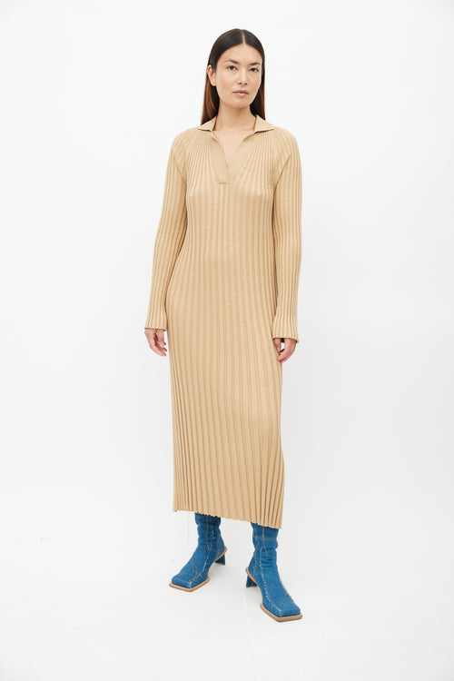 Lou Lou Studio Beige Ribbed Knit Kale Dress