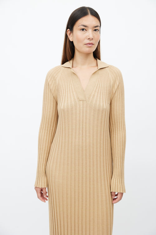 Lou Lou Studio Beige Ribbed Knit Kale Dress