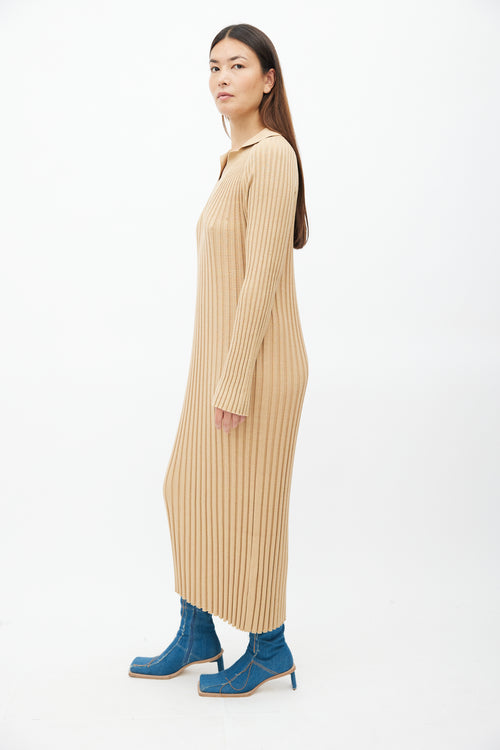 Lou Lou Studio Beige Ribbed Knit Kale Dress