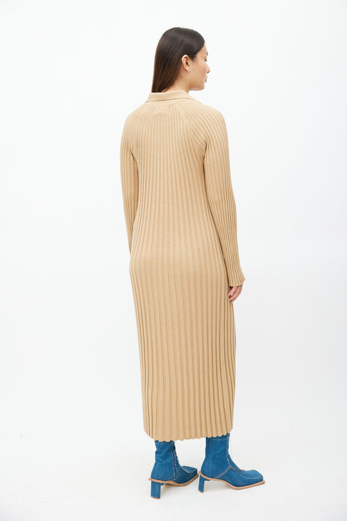 Lou Lou Studio Beige Ribbed Knit Kale Dress