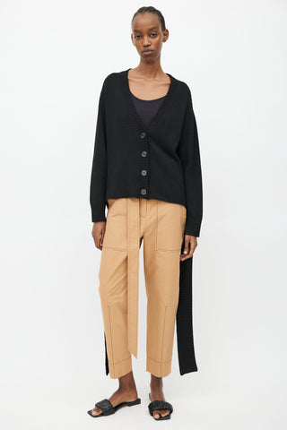 MM6 Maison Margiela Black Ribbed Knit Tie Strap Cardigan