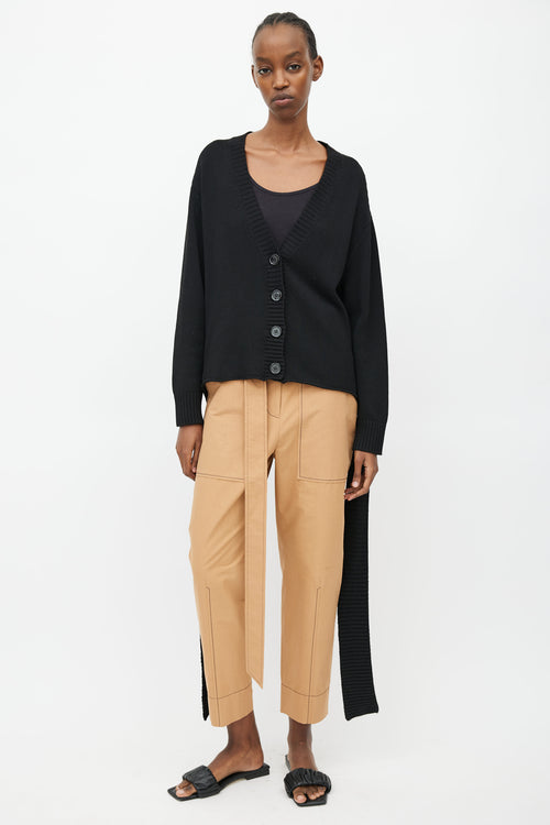 MM6 Maison Margiela Black Ribbed Knit Tie Strap Cardigan