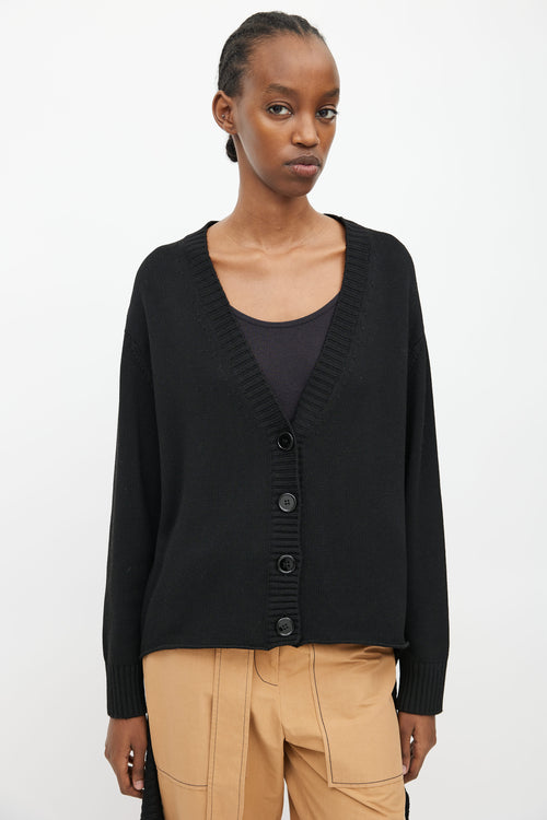 MM6 Maison Margiela Black Ribbed Knit Tie Strap Cardigan