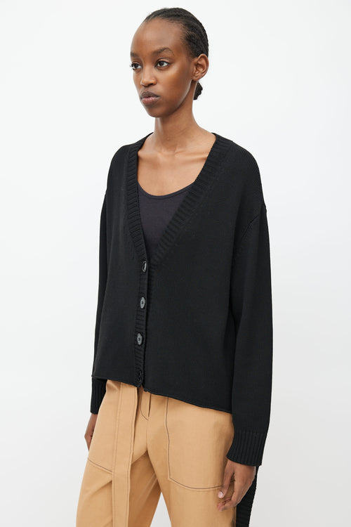 MM6 Maison Margiela Black Ribbed Knit Tie Strap Cardigan