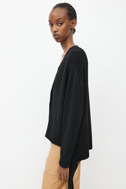 MM6 Maison Margiela Black Ribbed Knit Tie Strap Cardigan