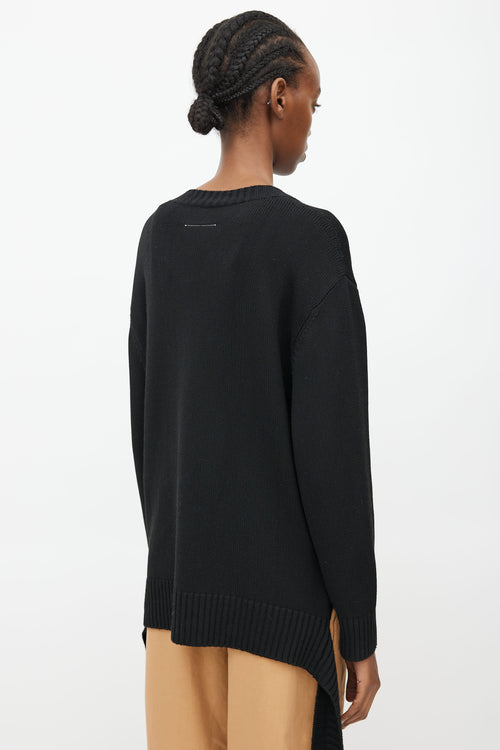 MM6 Maison Margiela Black Ribbed Knit Tie Strap Cardigan