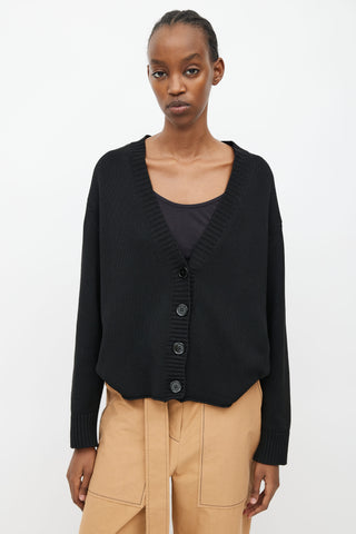 MM6 Maison Margiela Black Ribbed Knit Tie Strap Cardigan