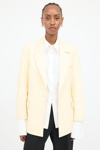 Cream Vegan Leather Blazer