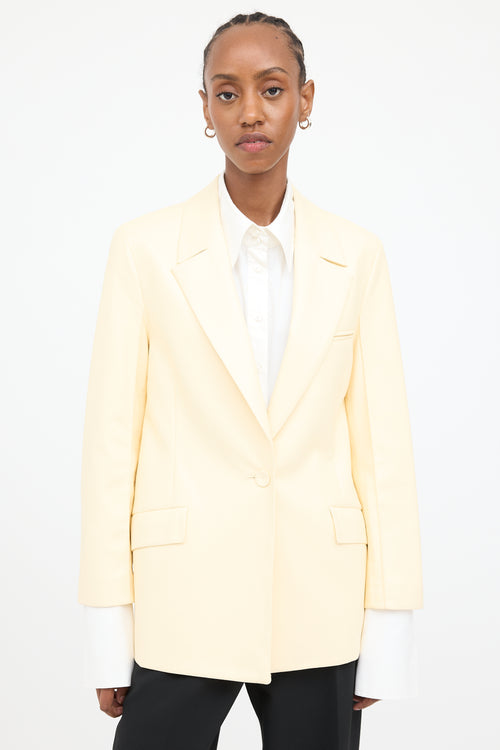 Cream Vegan Leather Blazer