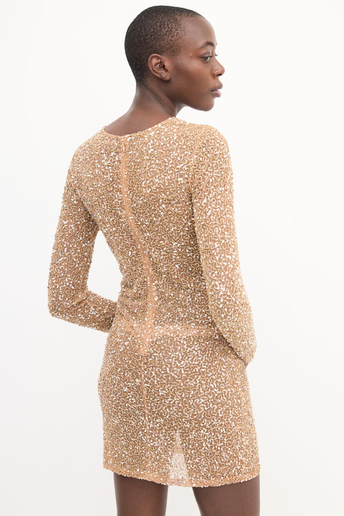 Retrofête Beige Bead 
Sequin Embellished Dress