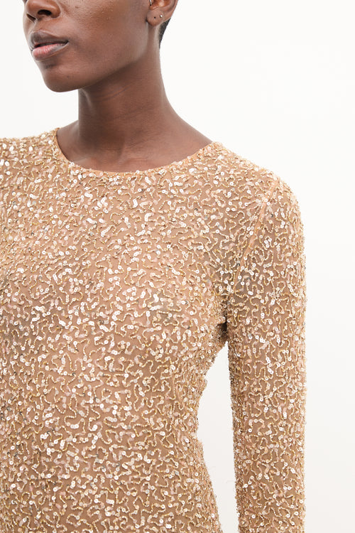 Retrofête Beige Bead 
Sequin Embellished Dress