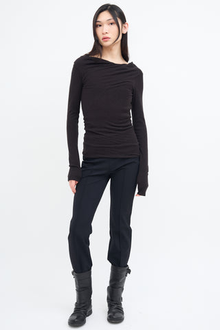 Rick Owens Lilies Black Wool Cowl Neck Top