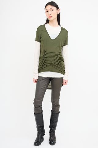 Rick Owens FW 2021 Green Pleated T-Shirt