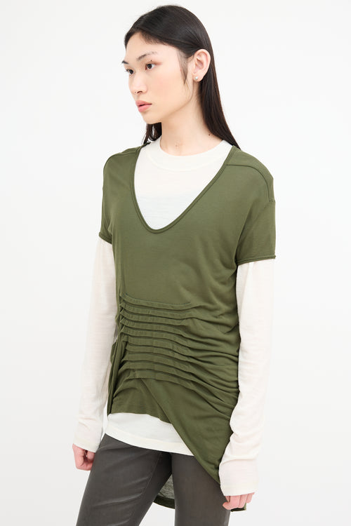 Rick Owens FW 2021 Green Pleated T-Shirt