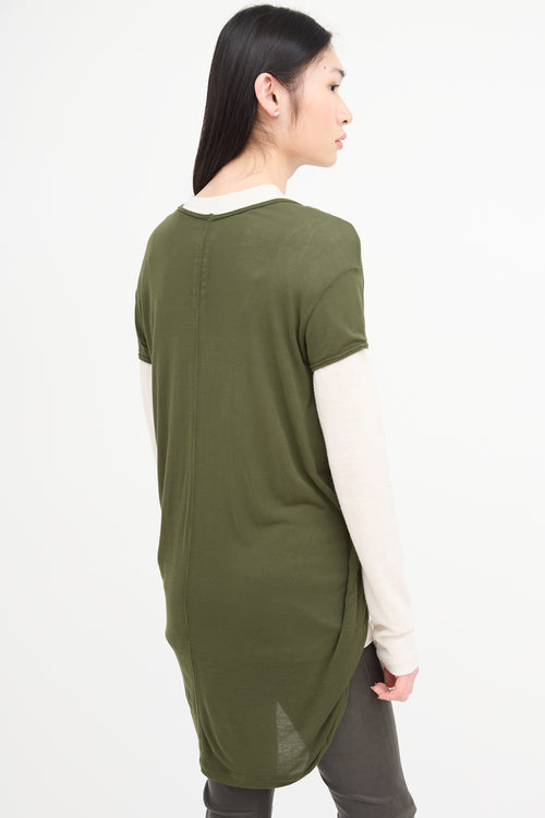 Rick Owens FW 2021 Green Pleated T-Shirt