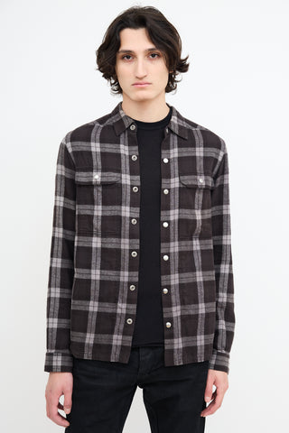 Rick Owens Black 
Grey Plaid Shirt