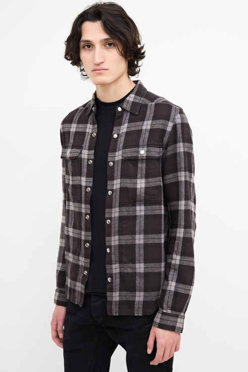 Rick Owens Black 
Grey Plaid Shirt