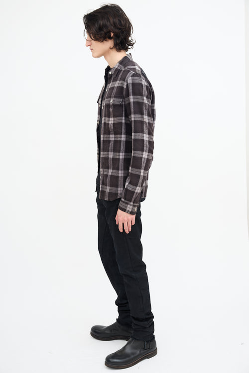 Rick Owens Black 
Grey Plaid Shirt