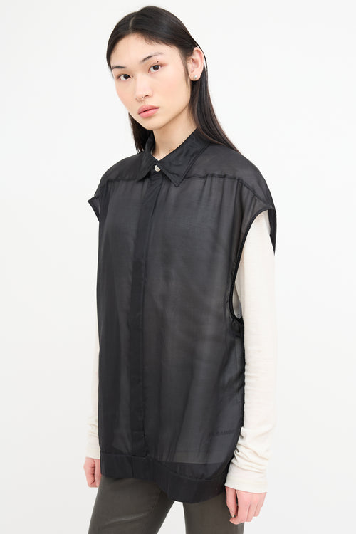 Rick Owens SS 2024 Silk Sheer Sleeveless Shirt