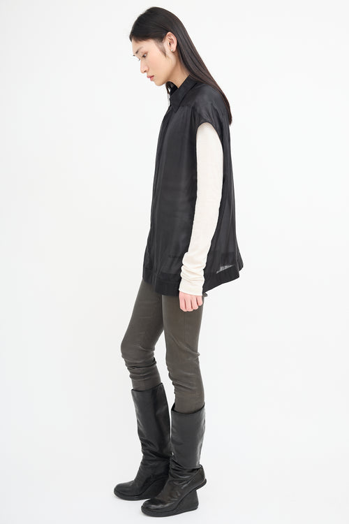 Rick Owens SS 2024 Silk Sheer Sleeveless Shirt