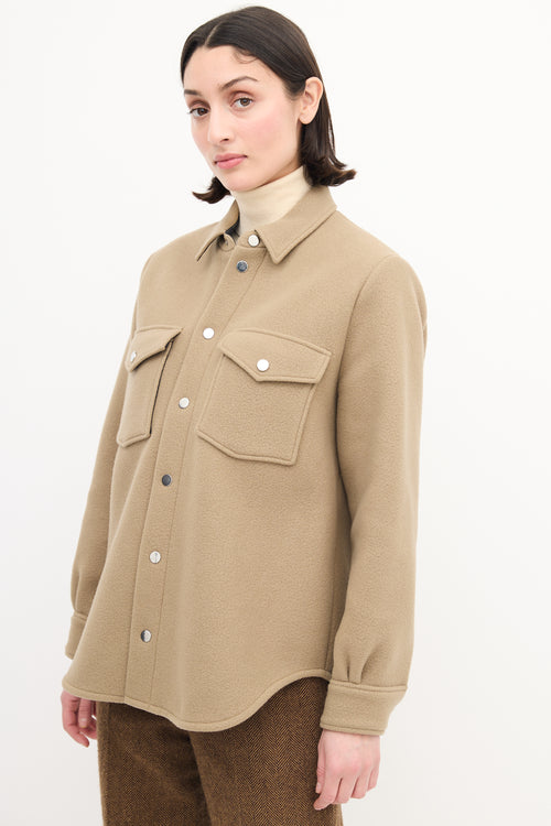 Roseanna Beige Wool Snap Button Up Shirt