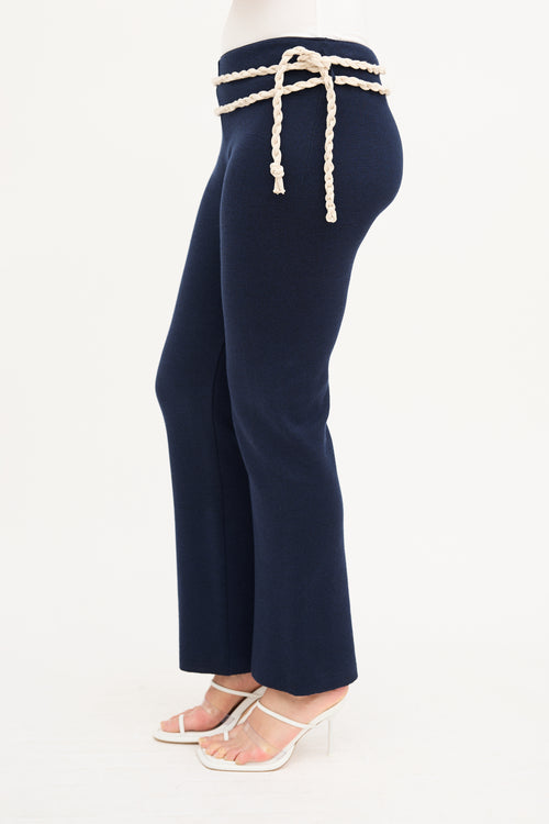 Rosie Assoulin Navy Knit Knot Rope Pant