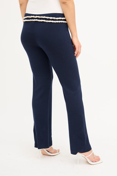 Rosie Assoulin Navy Knit Knot Rope Pant