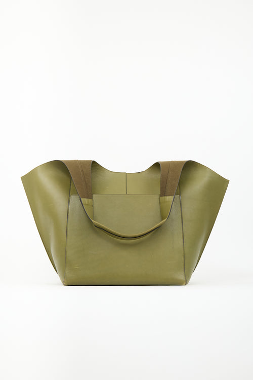 RSVP Paris Green Leather Parachute Tote Bag