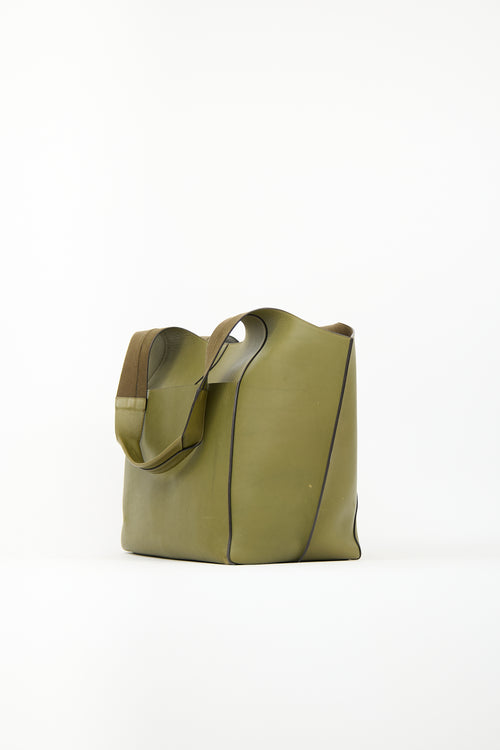 RSVP Paris Green Leather Parachute Tote Bag