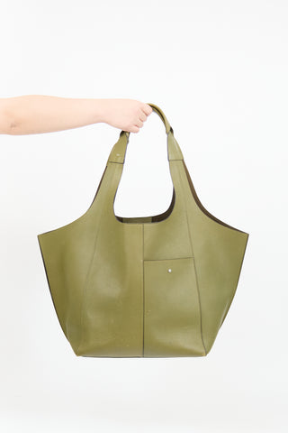 RSVP Paris Green Leather Parachute Tote Bag