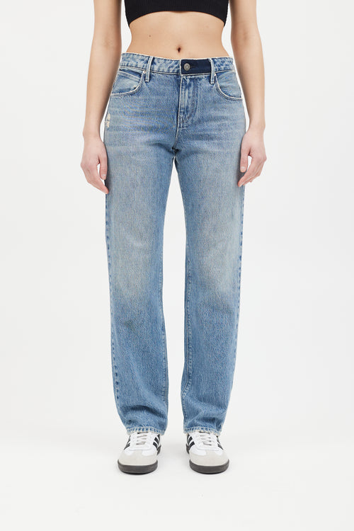 RTA Light Wash Embroidered Waist Jeans