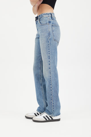 RTA Light Wash Embroidered Waist Jeans