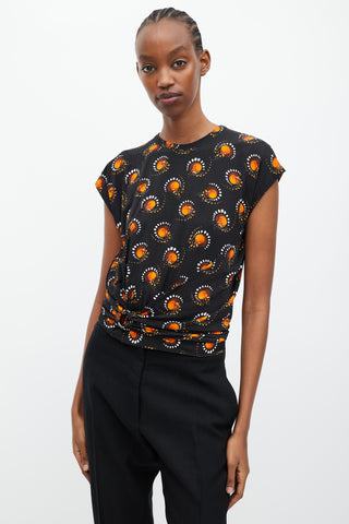 Rabanne Black 
Orange Graphic Print O-Ring T-Shirt