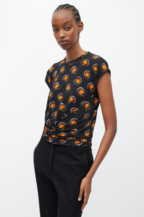 Rabanne Black 
Orange Graphic Print O-Ring T-Shirt