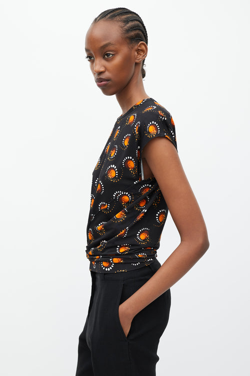 Rabanne Black 
Orange Graphic Print O-Ring T-Shirt