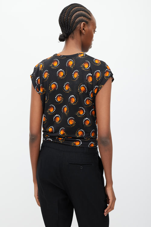 Rabanne Black 
Orange Graphic Print O-Ring T-Shirt