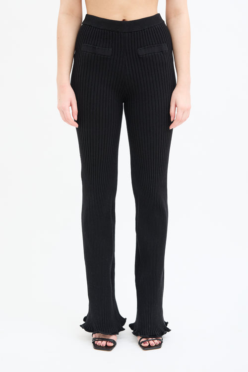 Rabanne Black Ribbed Knit Flare Lounge Pant