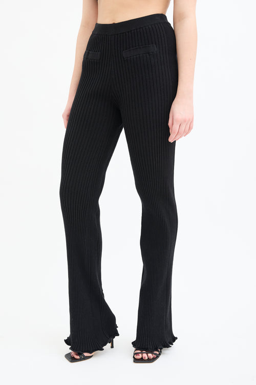 Rabanne Black Ribbed Knit Flare Lounge Pant