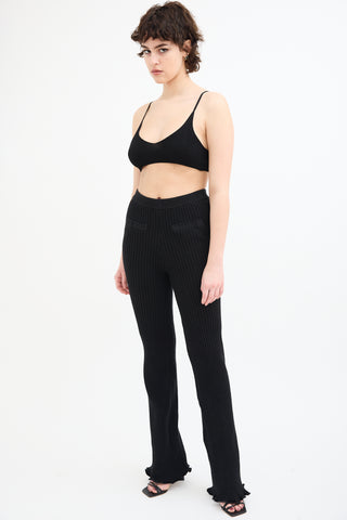 Rabanne Black Ribbed Knit Flare Lounge Pant