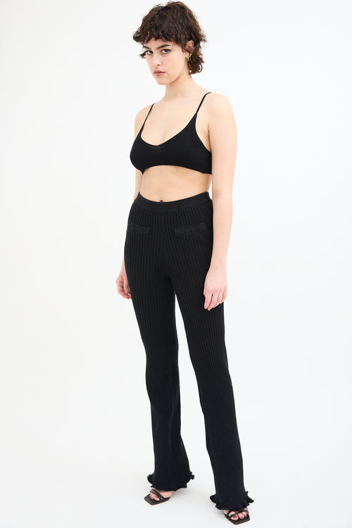 Rabanne Black Ribbed Knit Flare Lounge Pant