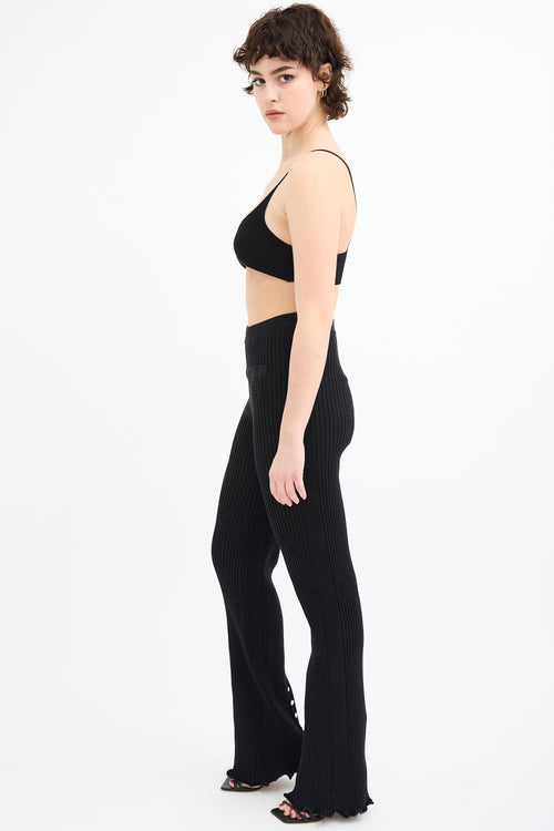 Rabanne Black Ribbed Knit Flare Lounge Pant