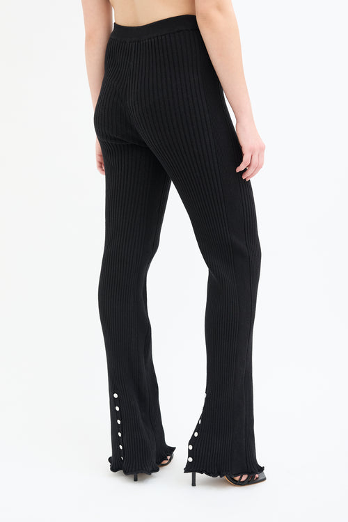 Rabanne Black Ribbed Knit Flare Lounge Pant