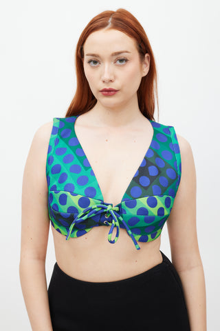 Rabanne Blue 
Multicolour Polka Dot Top