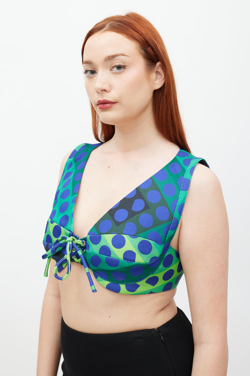 Rabanne Blue 
Multicolour Polka Dot Top