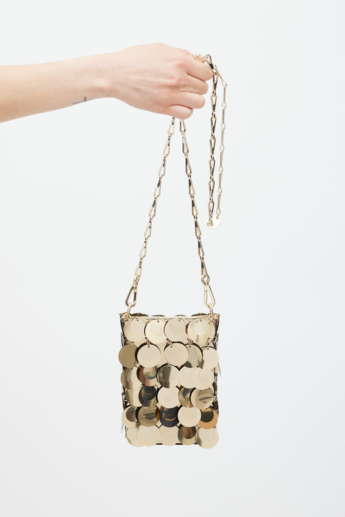 Rabanne Gold 20P Chainmail Disc Bag