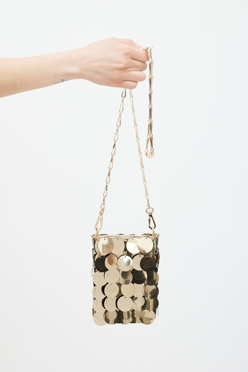 Rabanne Gold 20P Chainmail Disc Bag