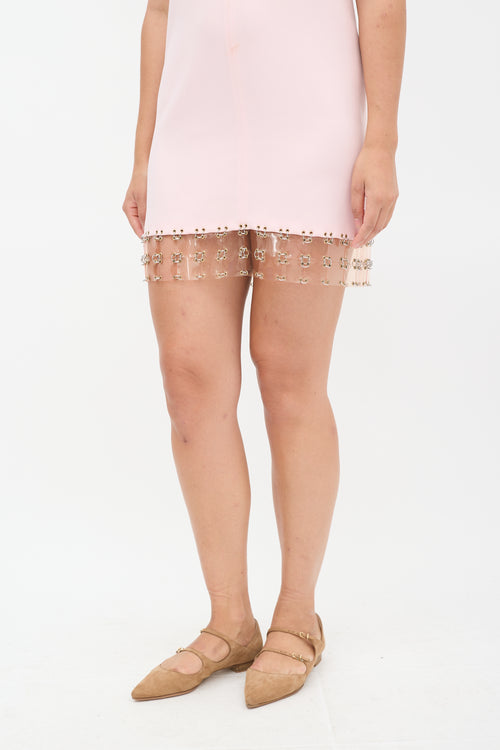 Rabanne Pink Chain Link Hem Mini Shift Dress