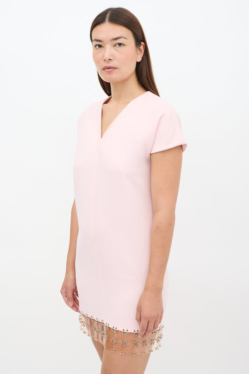 Rabanne Pink Chain Link Hem Mini Shift Dress