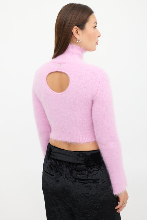 Rabanne Pink Mohair Cut Out Sweater