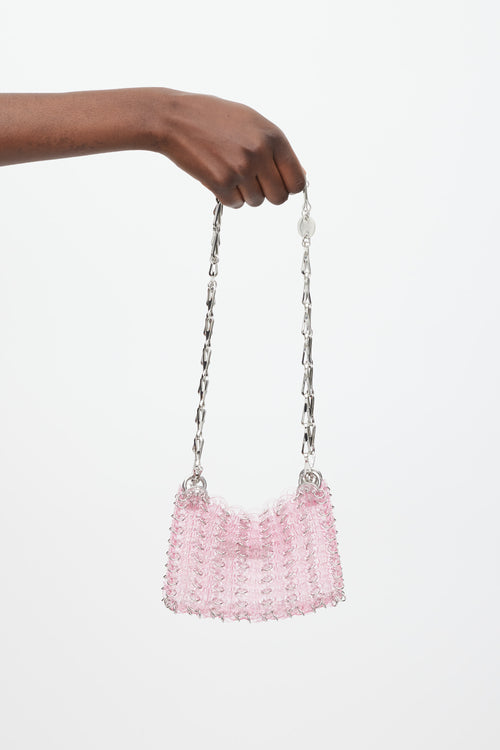 Rabanne Pink 
Silver 1969 Chainmail Disc Bag